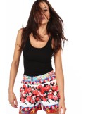 Pantaloni scurti de dama cu modele florale crem MP47112 - Magazin online - Boutique